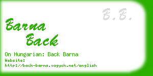 barna back business card